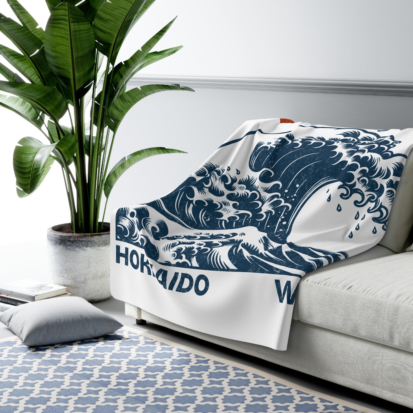 Hokkaido Wave Sherpa Fleece Blanket